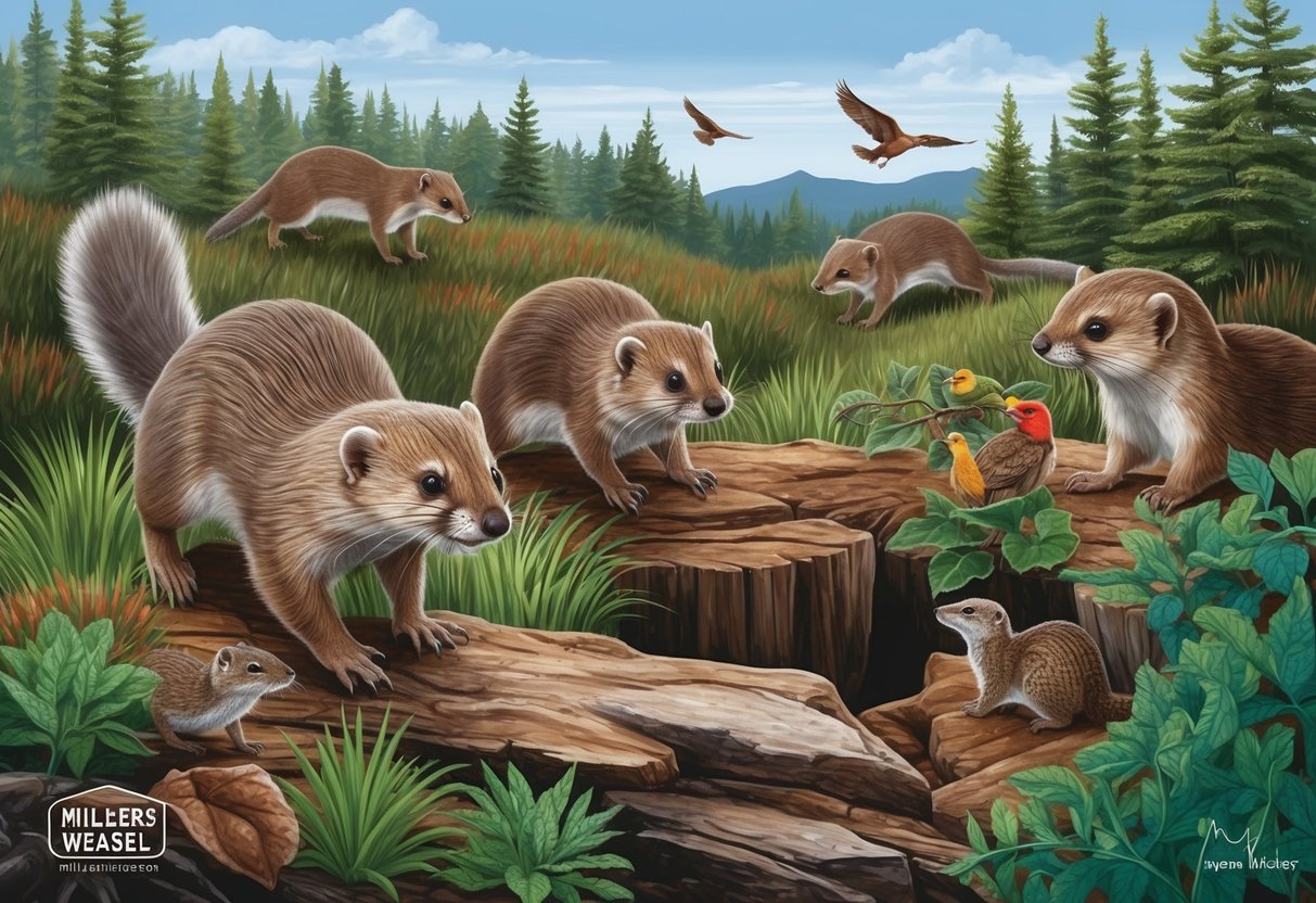 Millers weasels released into protected habitat, surrounded by native plants and wildlife