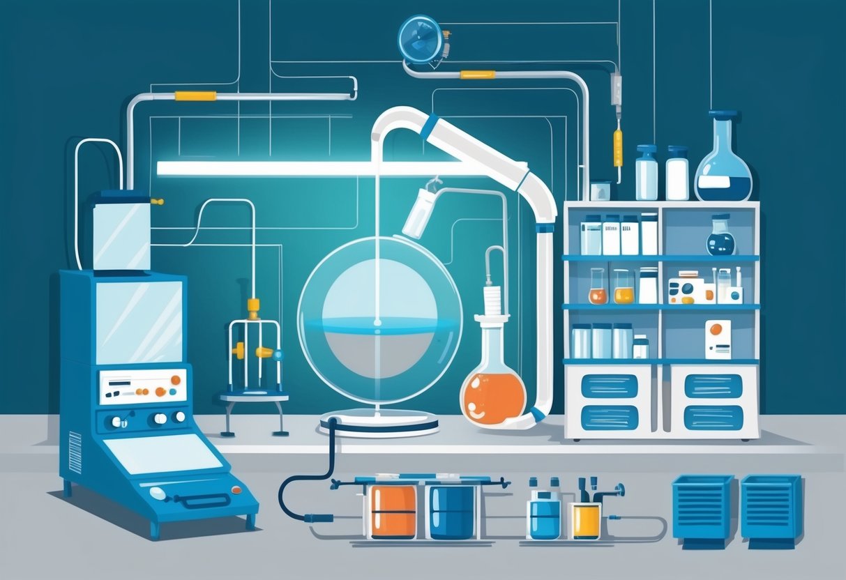 A laboratory setting with scientific equipment and technology, demonstrating the concept of local realism in action