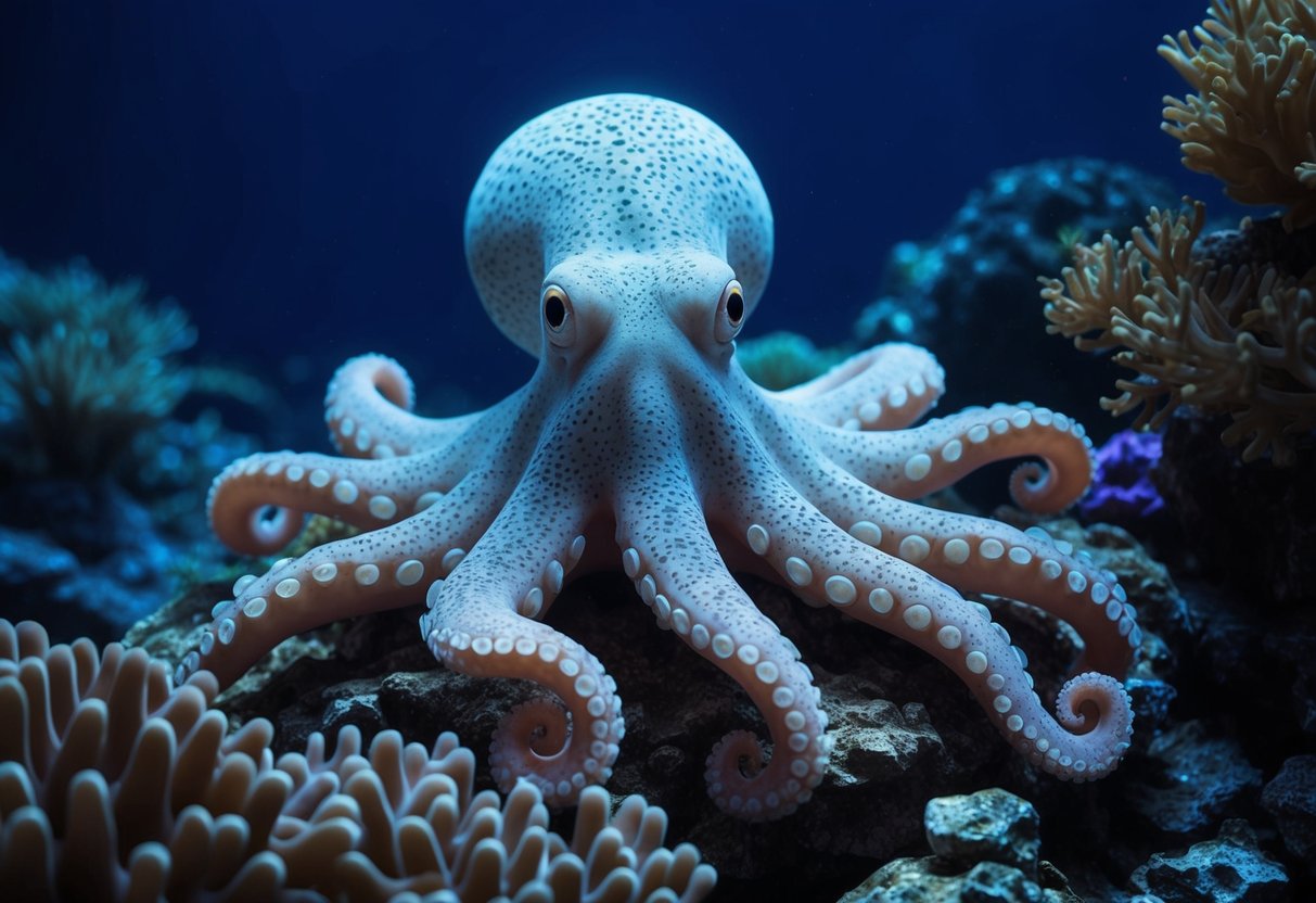 An octopus camouflaged as a piece of coral, waiting to ambush its prey