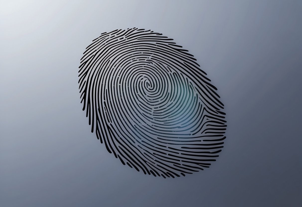 A fingerprint developing on a smooth surface, slowly forming ridges and swirls