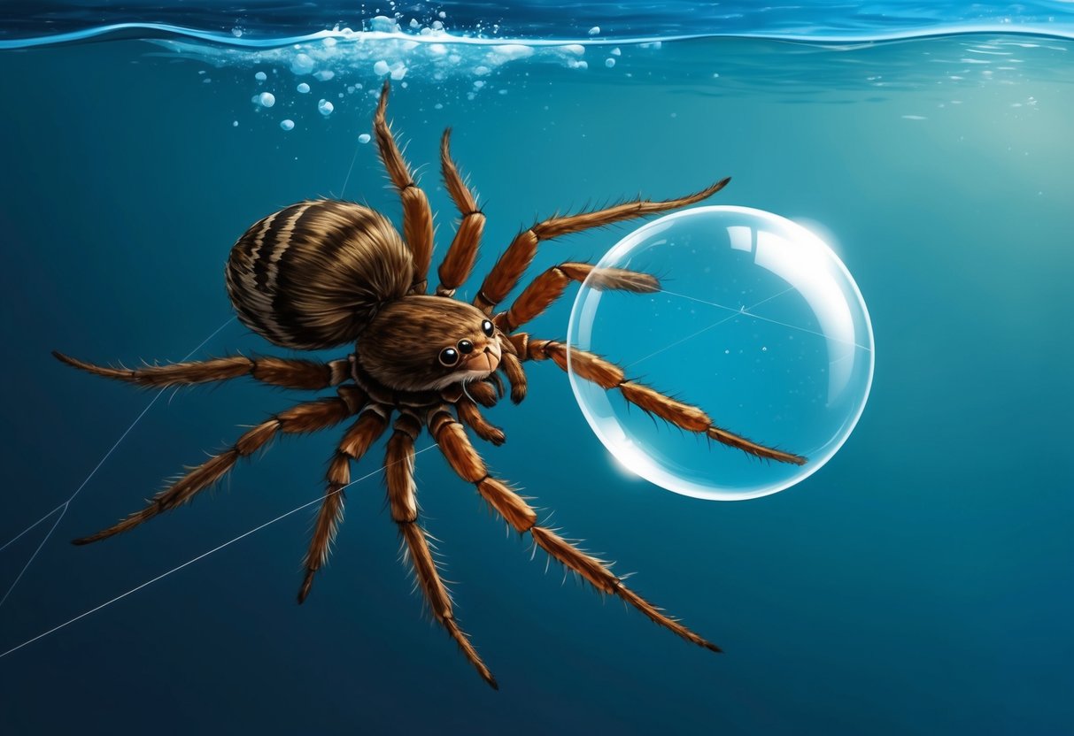 A spider uses its silk to create an air bubble, allowing it to survive underwater