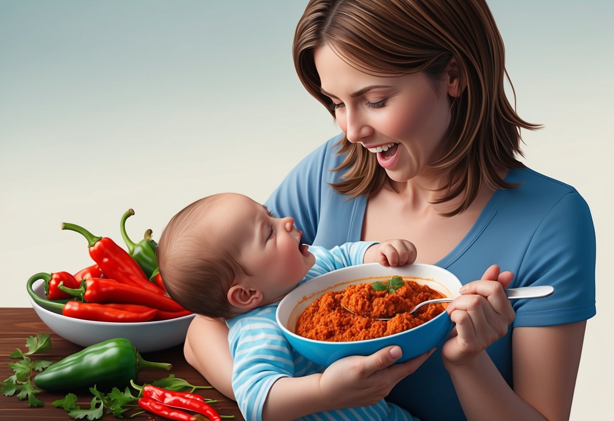 A mother eating spicy food, then nursing her baby