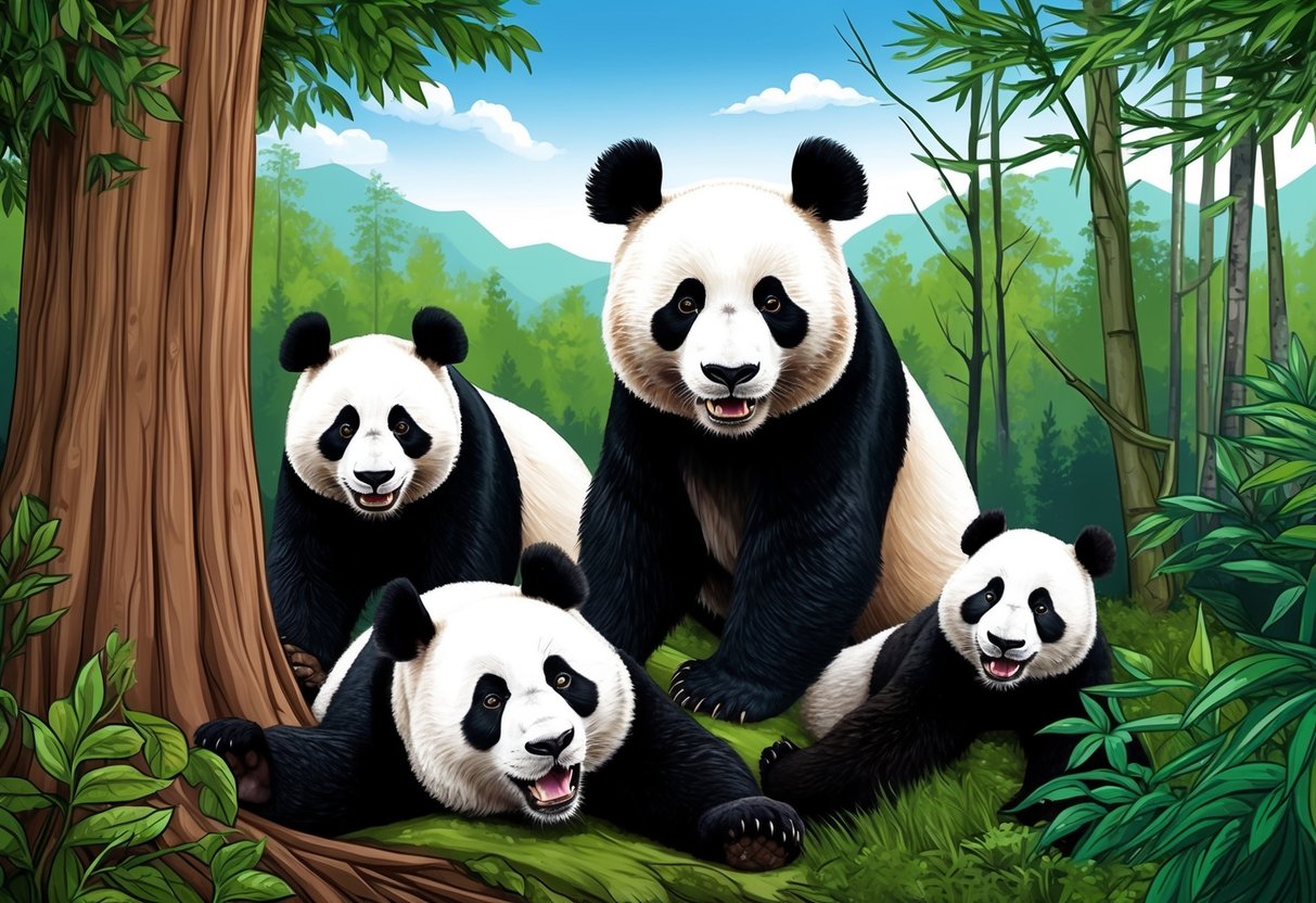 Pandas struggle to survive in a shrinking forest, facing habitat loss and human encroachment