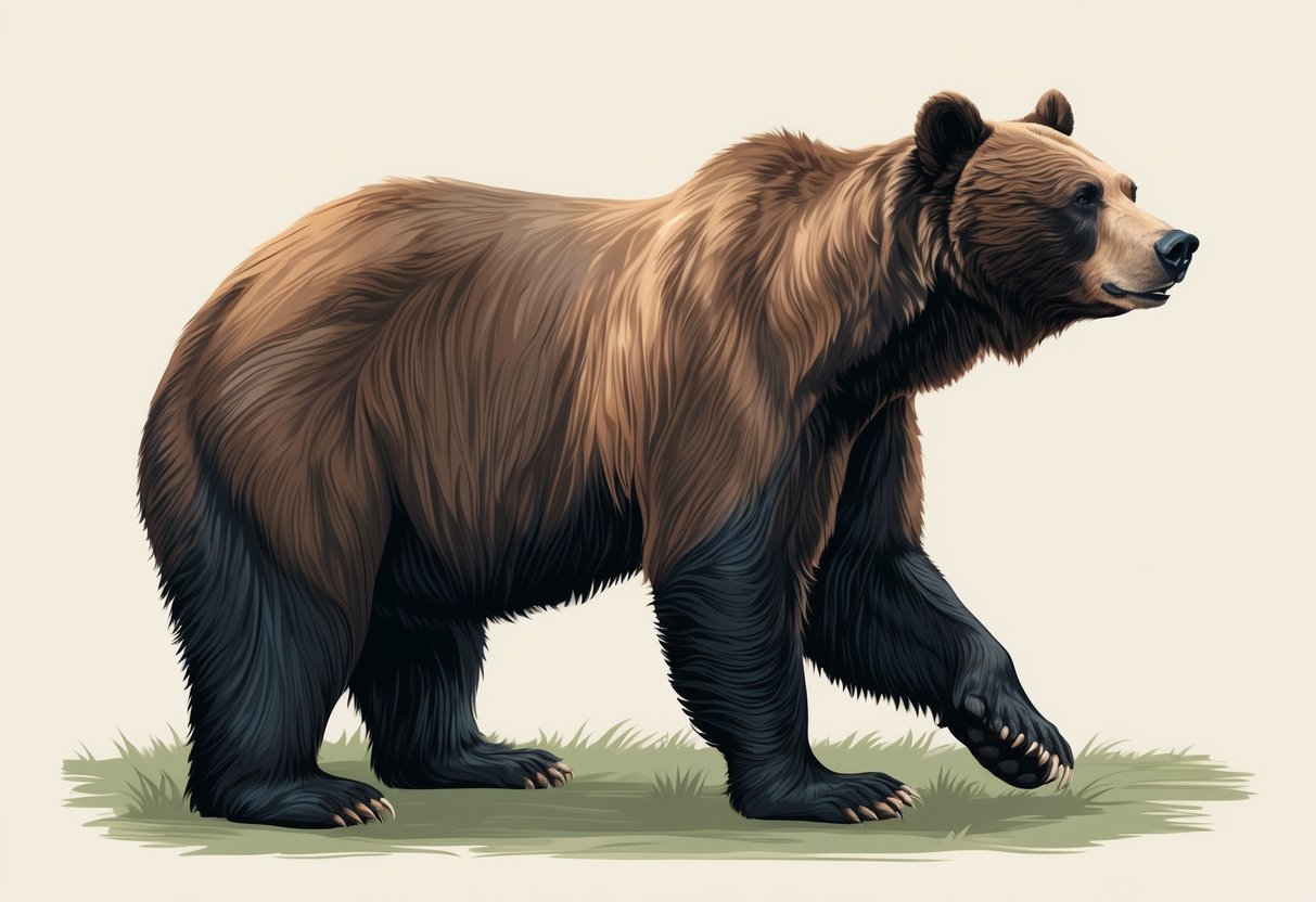 A bear standing on all fours, with a focus on its muscular frame and powerful limbs.</p><p>The illustration should highlight key anatomical features and convey a sense of strength and health