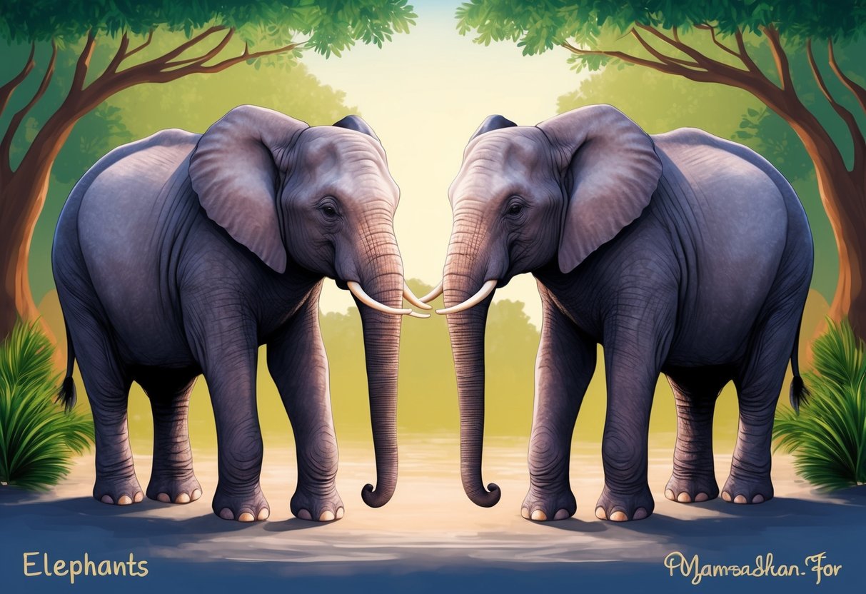 Two elephants, named and cared for, standing side by side