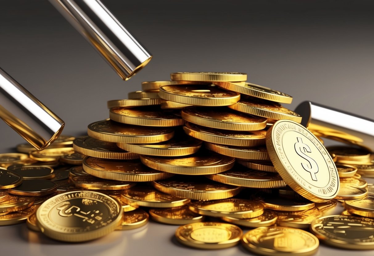 A pile of gold coins attracts nearby metallic objects