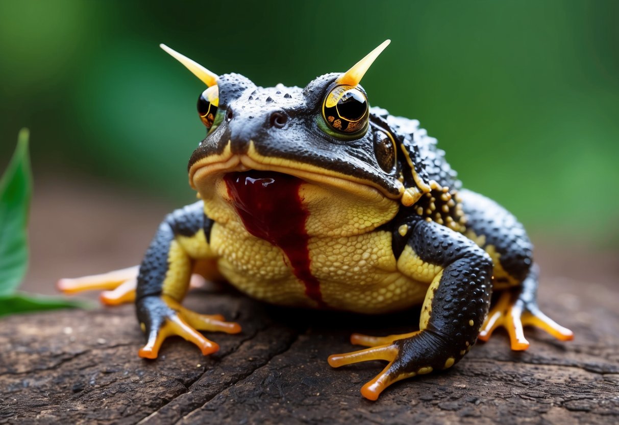 A horned toad puffs up and shoots blood from its eyes to deter predators