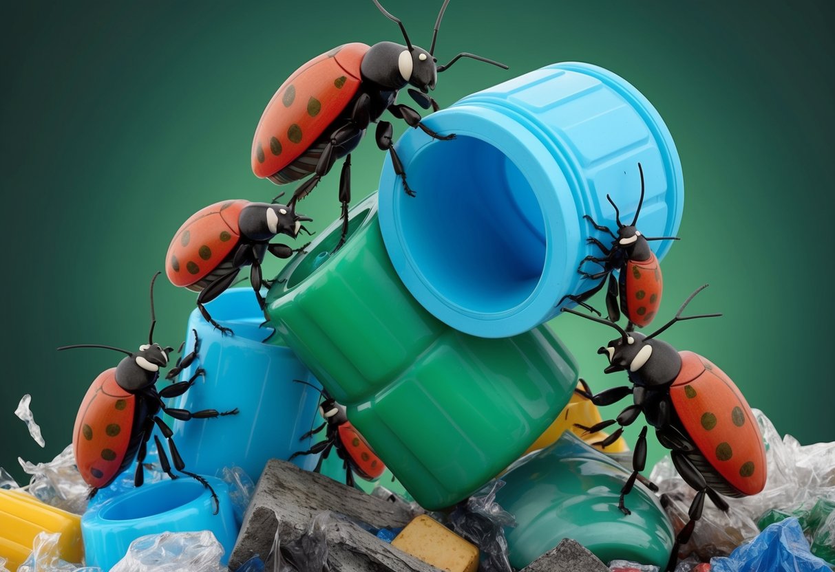 Plastic-eating bugs overcoming obstacles to consume large pieces of plastic waste