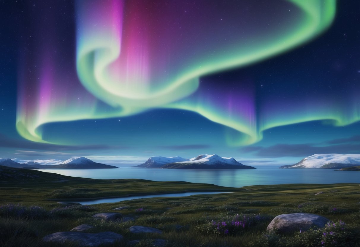 The southern lights dance above a pristine landscape of conservation and sustainability