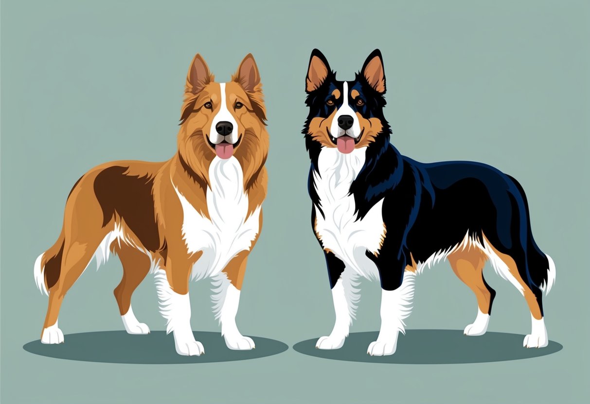 Two noble dogs stand side by side, one with a proud stance and the other with a more reserved demeanor.</p><p>Their regal appearance reflects the ethical considerations in breeding and ownership