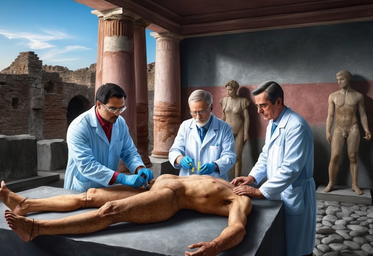 Scientists using modern techniques to study preserved bodies in Pompeii