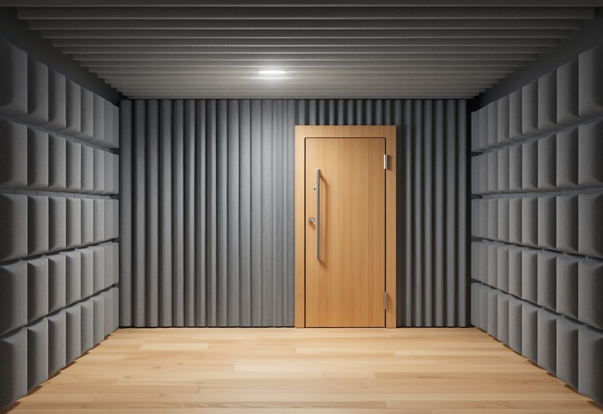 A soundproof chamber with padded walls and ceiling, no windows, and airtight door