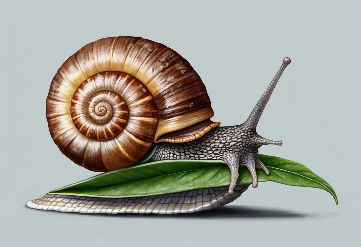 A snail delicately chews on a leaf, revealing its tiny, intricate teeth