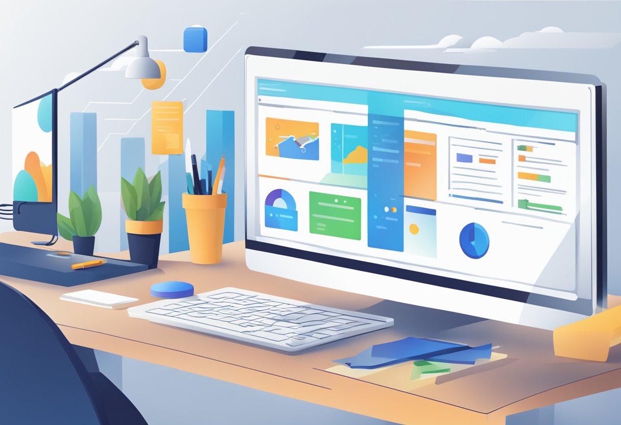 A computer screen displaying web browsing and research with AI tools