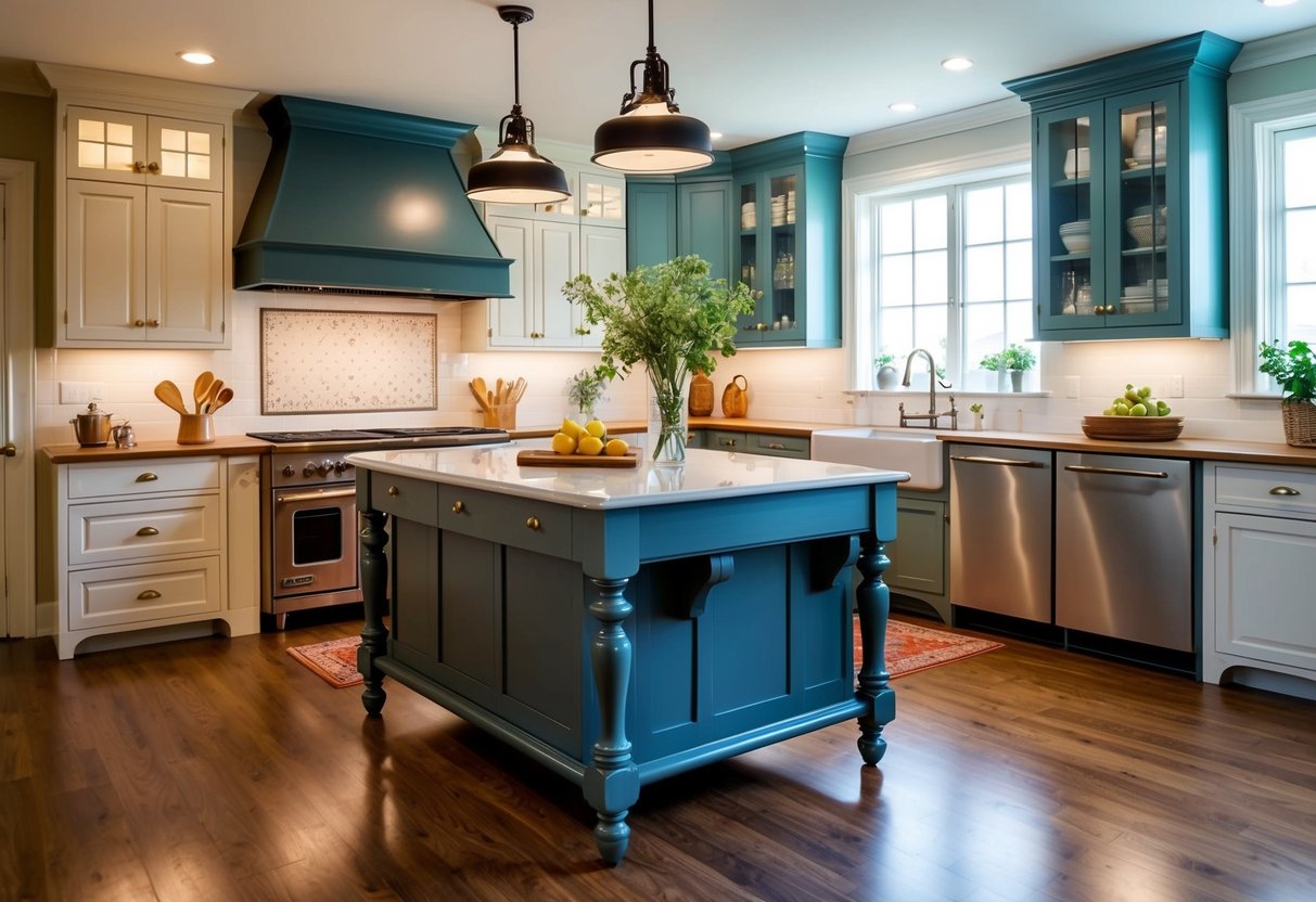 A French Provincial kitchen island with turned legs surrounded by 18 different kitchen island designs