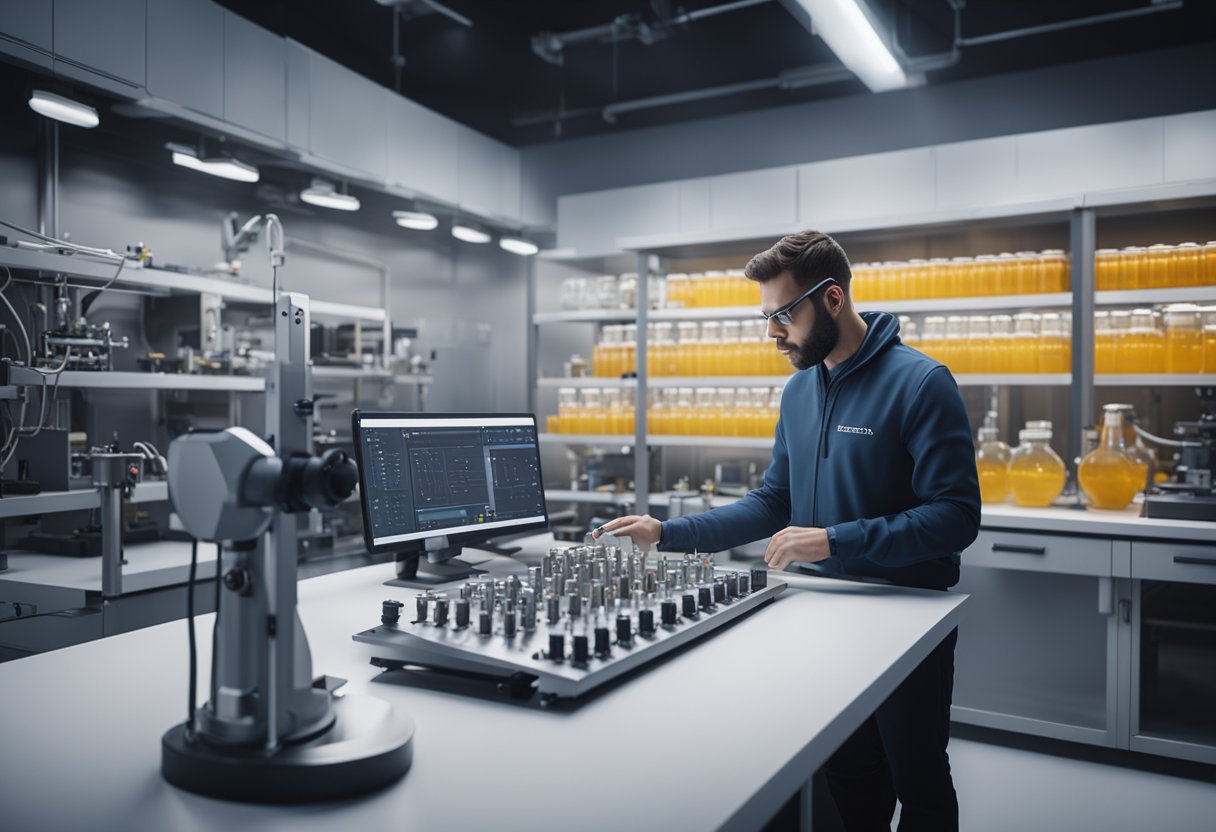 A technician calibrates precision instruments in a modern laboratory