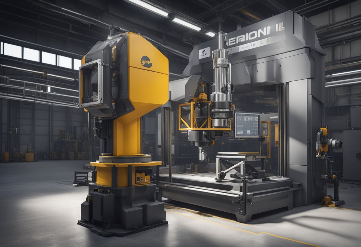 A precision measuring instrument scans a large industrial component for accuracy