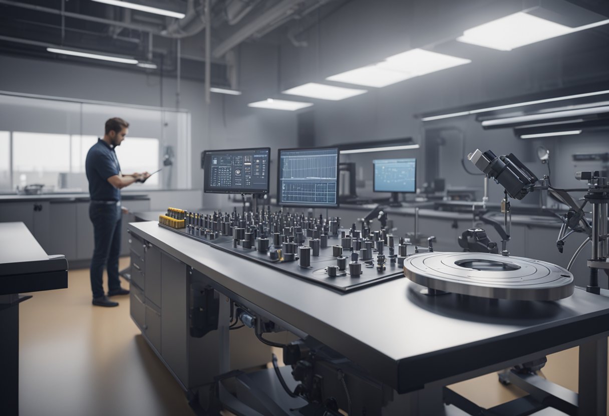 A technician calibrates precision instruments in a modern metrology lab