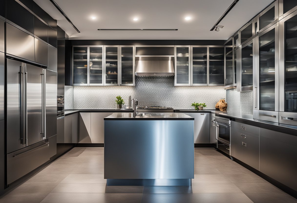 A Modern Kitchen With Aluminum Cabinets Withstands A Fire, With Heat-Resistant Properties Evident In The Design With Johor Bungalow 