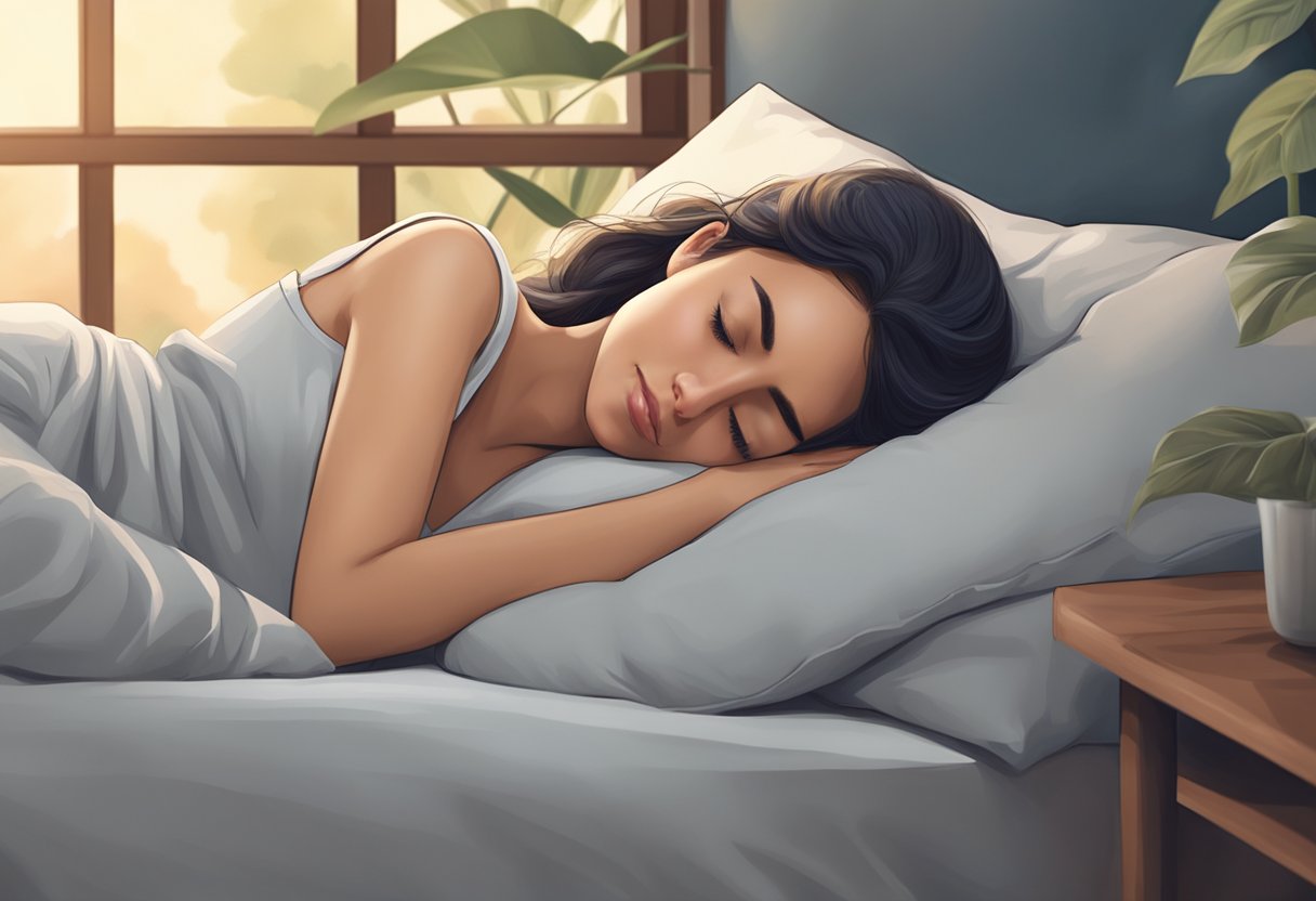 Sleep Mask for Women: Essential Comfort for Restful Nights 4 A woman peacefully sleeping with a soft, comfortable sleep mask covering her eyes, surrounded by a serene and tranquil environment