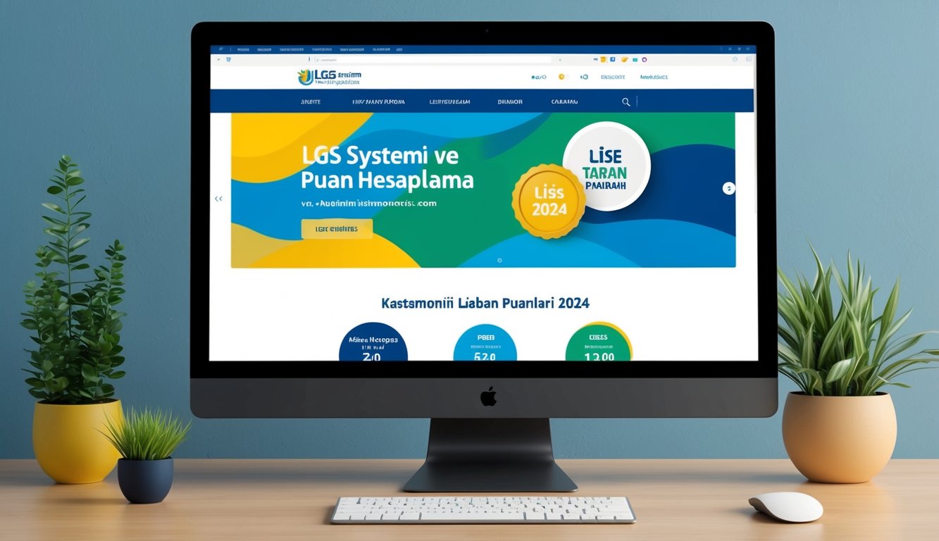 Kastamonu Lise Taban Puanları 2024 bilgilerini gösteren LGS Sistemi ve Puan Hesaplama web sitesini görüntüleyen bir bilgisayar ekranı