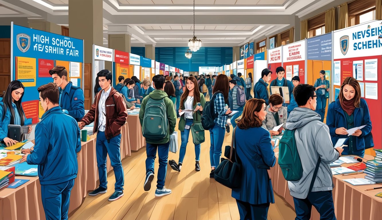 Nevşehir'de öğrencilerin ve velilerin stantları gezip bilgi topladığı hareketli bir lise fuarı