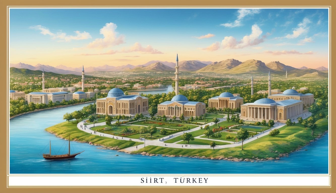Türkiye'nin Siirt şehrinin akademik profilinin resmedildiği huzurlu bir manzara