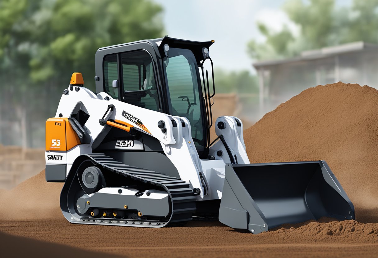 The Bobcat E35 mini excavator in action, digging and moving earth on a construction site