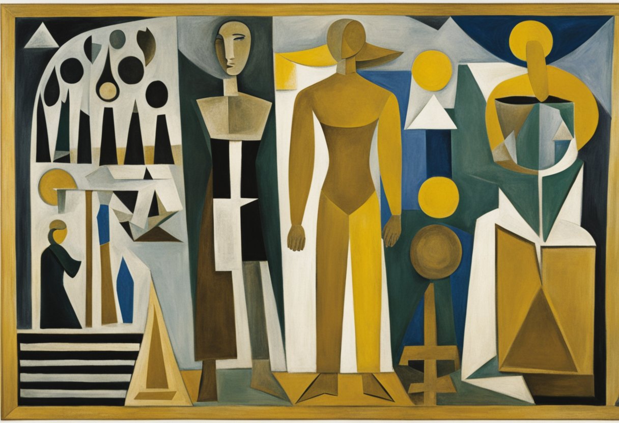 A male figure stands strong, surrounded by symbols of medical treatment options, representing the restoration of balance in the fight against cancer