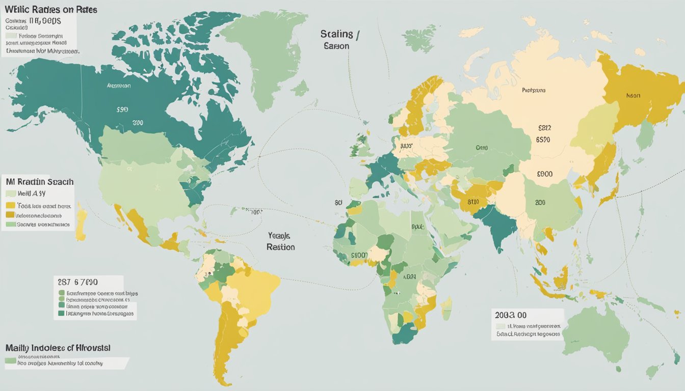 A map showing varying mortality rates across different regions, with no specific cause of death identified