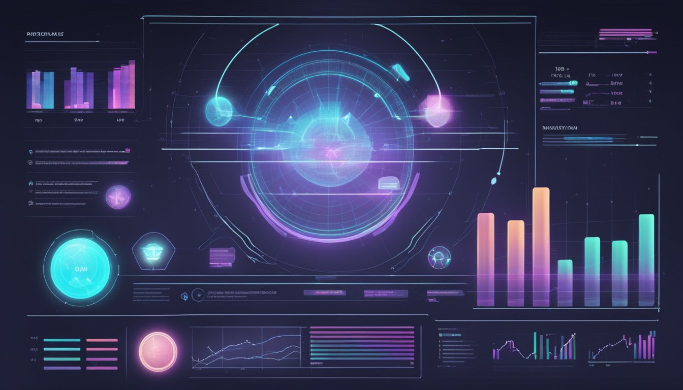 A futuristic holographic display shows a detailed cause of death report, with charts and graphs floating in the air