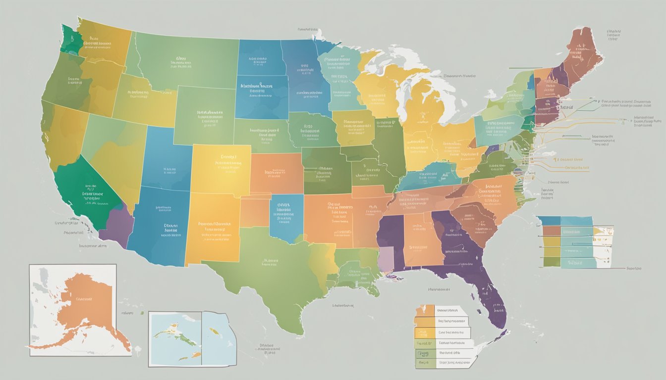 A map of the USA with color-coded regions showing variations in causes of death by age