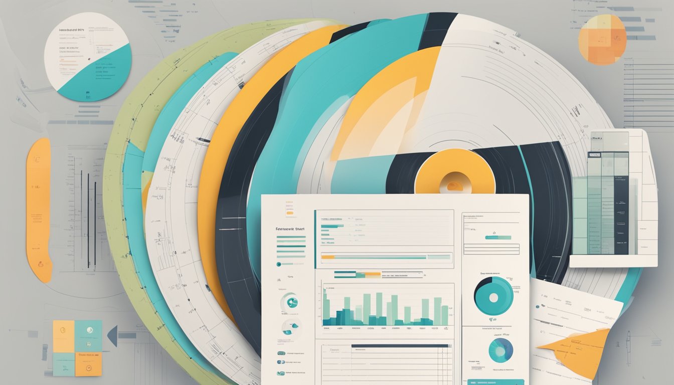 A vinyl record with track analysis data, surrounded by medical equipment and a cause of death report