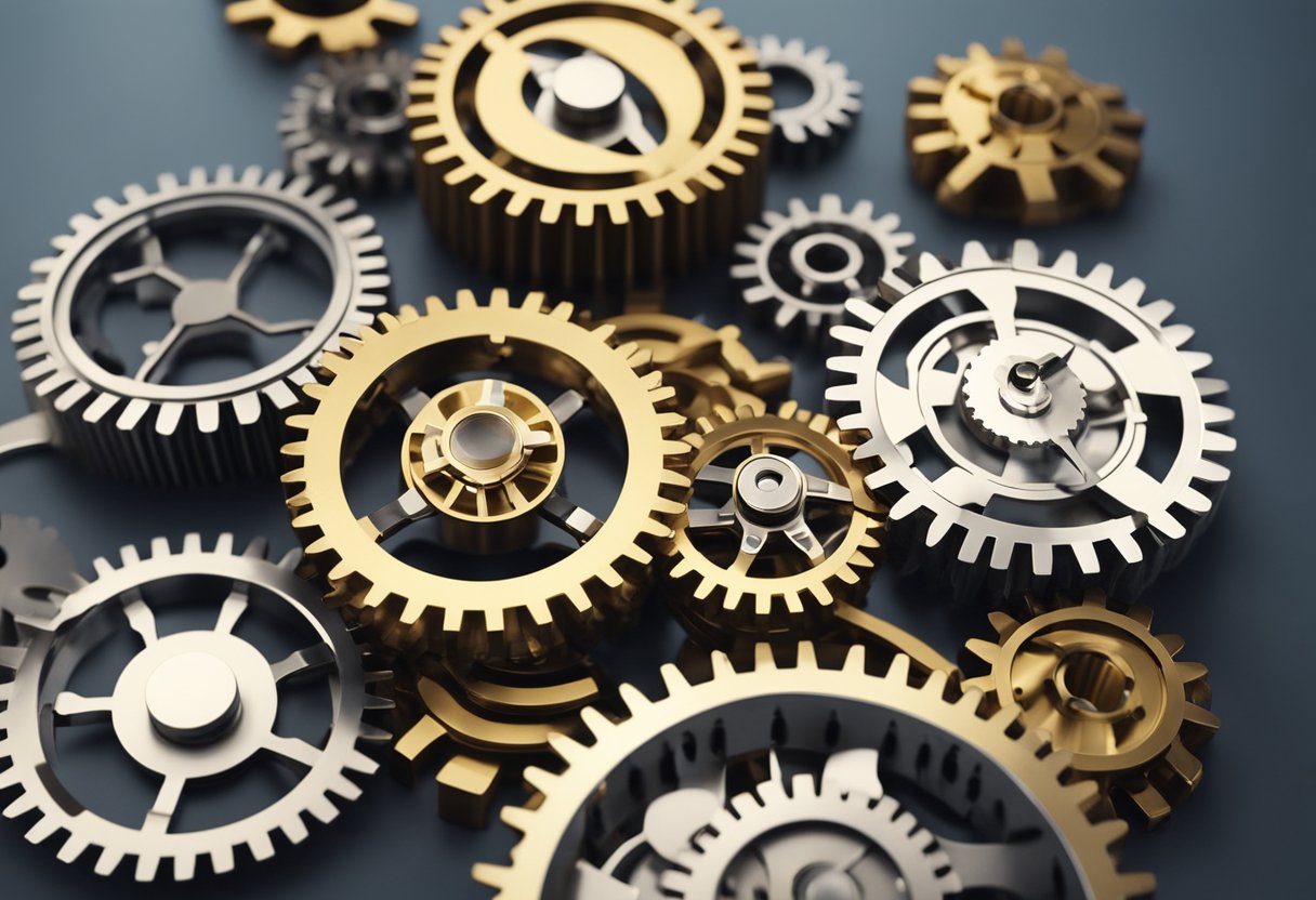 A group of gears interlocking and turning smoothly, symbolizing efficiency and cost management in a technical project