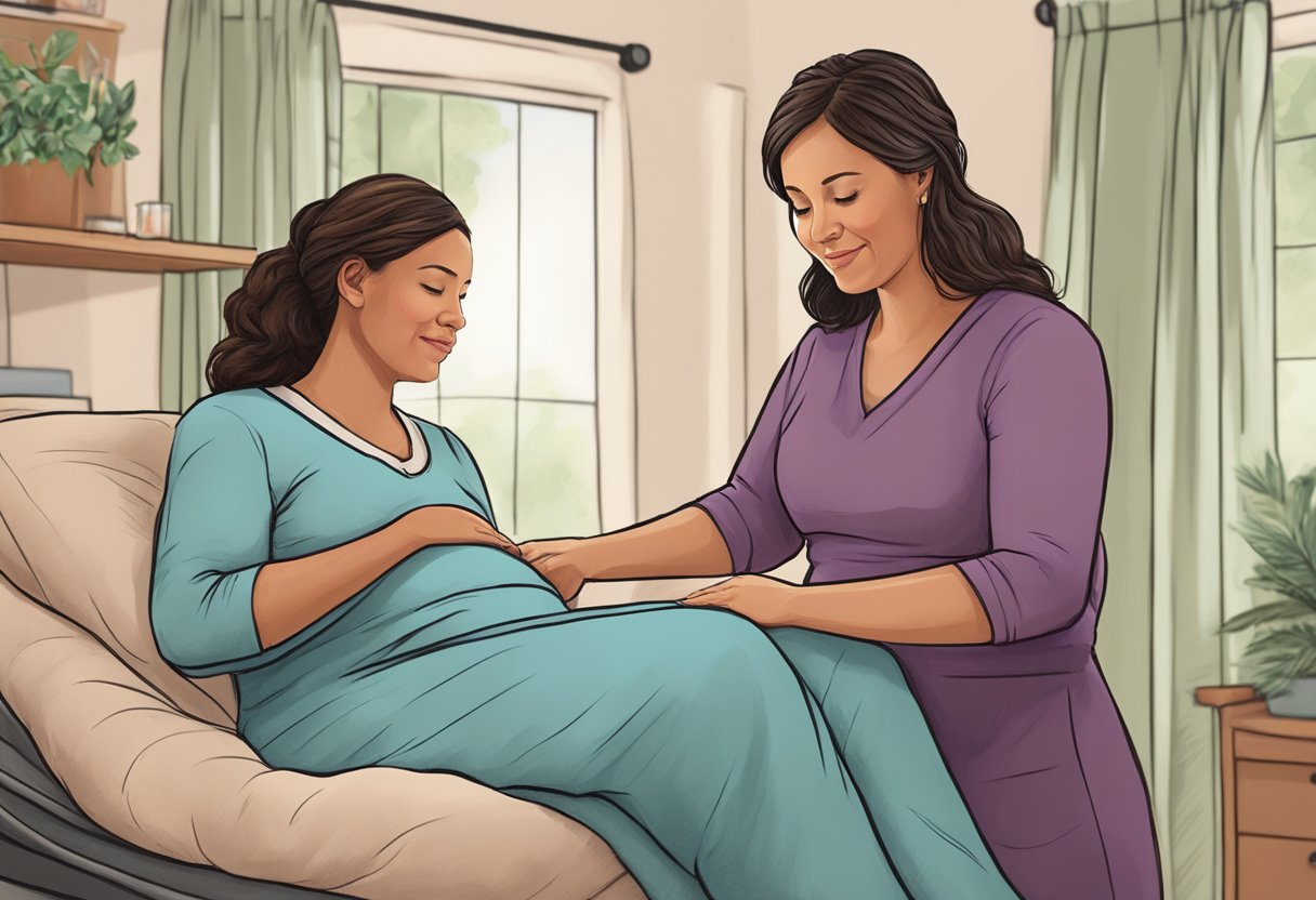 A doula in Oregon supports a laboring person with empathy and knowledge, providing comfort and guidance throughout the birthing process