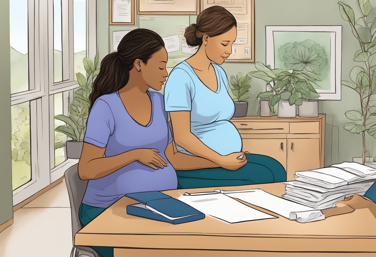 A doula guiding a pregnant woman through the certification process in Oregon