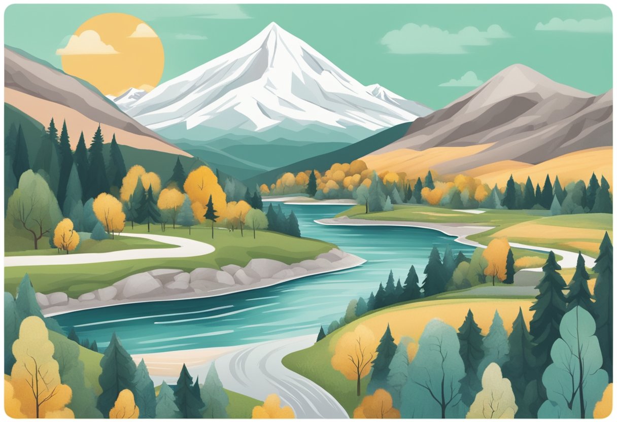 A doula website with essential pages and SEO tips, set against an Oregon landscape with mountains, trees, and a river