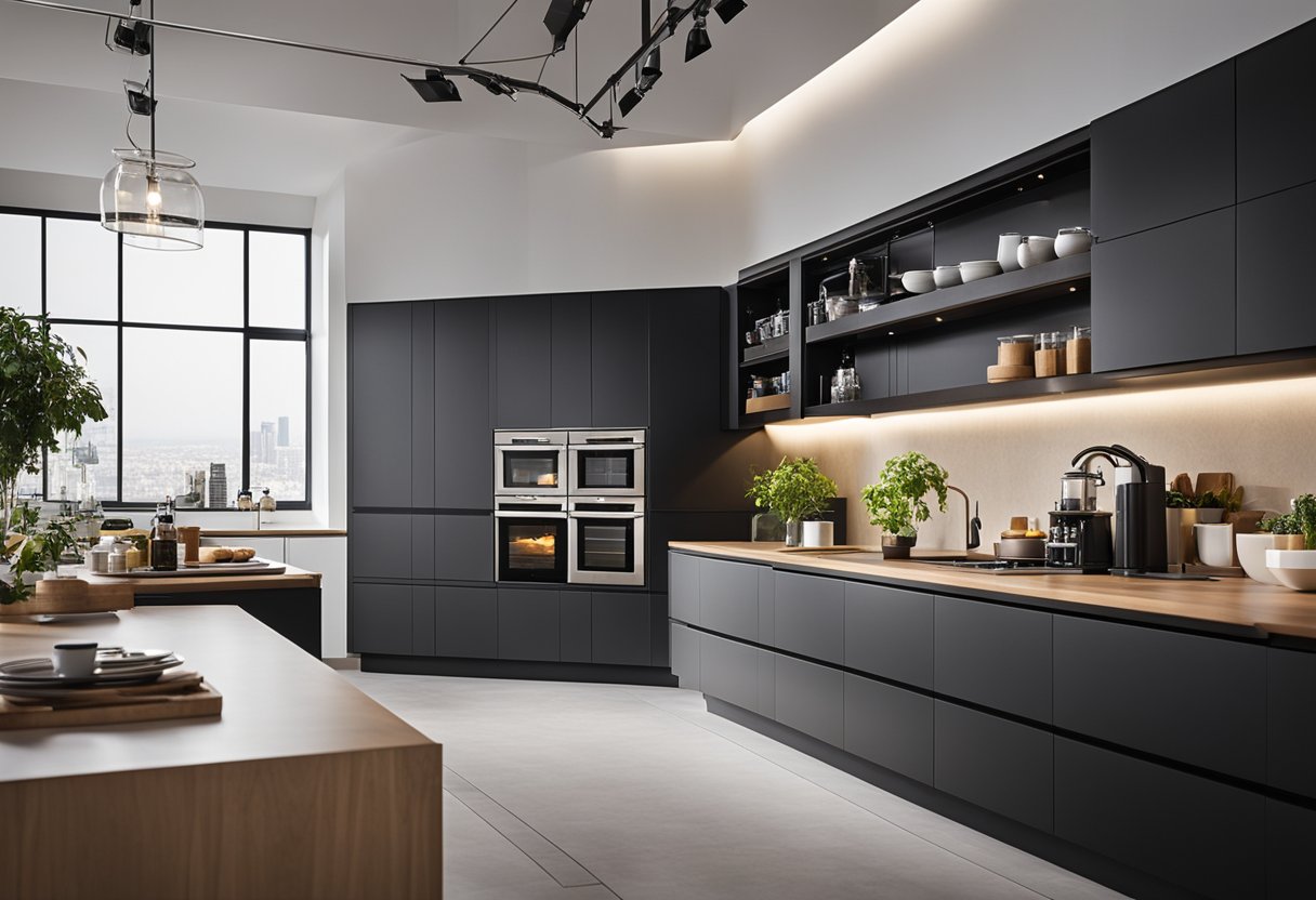 A modern kitchen with integrated technology and modular setups