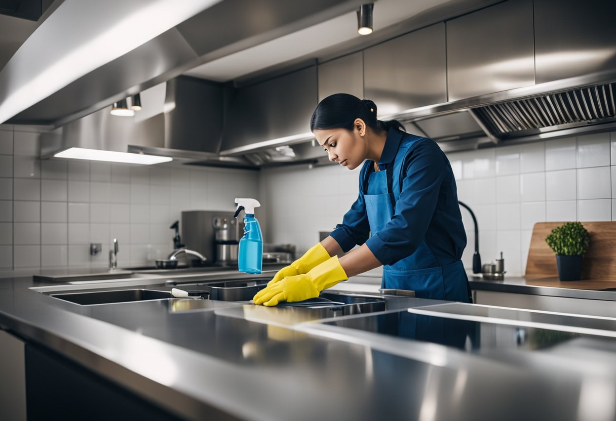 A person cleaning and organizing modular kitchen components