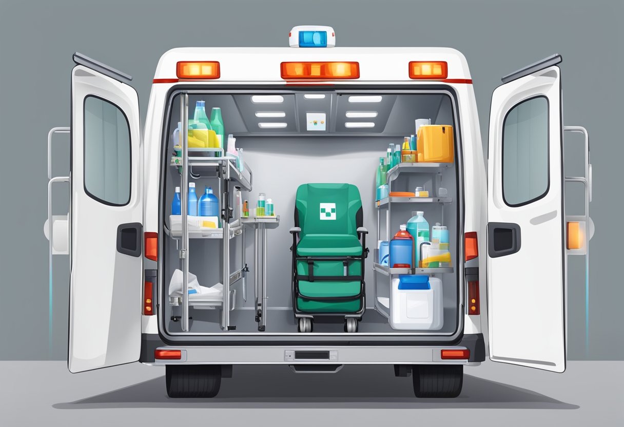 Valor ambulância UTI móvel completa: Saiba tudo nesse artigo 2 Uma ambulância equipada com suprimentos e equipamentos médicos, incluindo uma maca, cilindros de oxigênio, monitores e medicamentos de emergência.