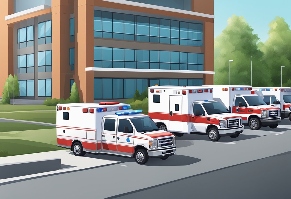 Ambulância Ponta Grossa: Serviço Essencial e Atendimento Rápido 2 Uma variedade de ambulâncias estacionadas do lado de fora de um hospital, incluindo uma ambulância tradicional, uma ambulância pediátrica e uma ambulância especializada para o transporte de pacientes com necessidades de cuidados críticos.