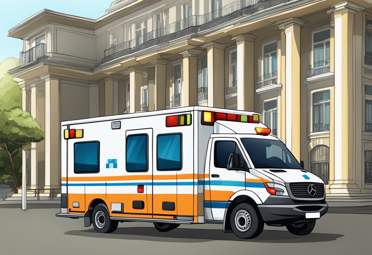 Ambulância Ponta Grossa: Serviço Essencial e Atendimento Rápido 7 Uma ambulância estacionada do lado de fora de um prédio administrativo em Ponta Grossa