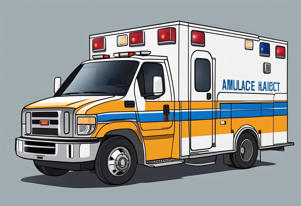 Ambulância Tipo B Legislação: Normas e Regulamentações 2 Uma ambulância Tipo B estacionada com as luzes acesas, pronta para resposta a emergências.