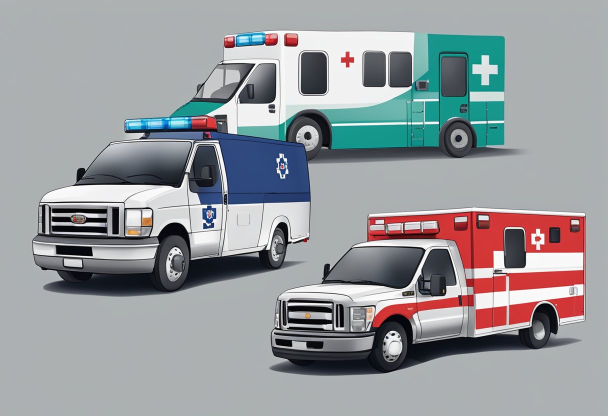 Ambulância Tipo B Legislação: Normas e Regulamentações 3 Uma comparação lado a lado de dois tipos de ambulâncias, uma conforme a legislação do tipo B