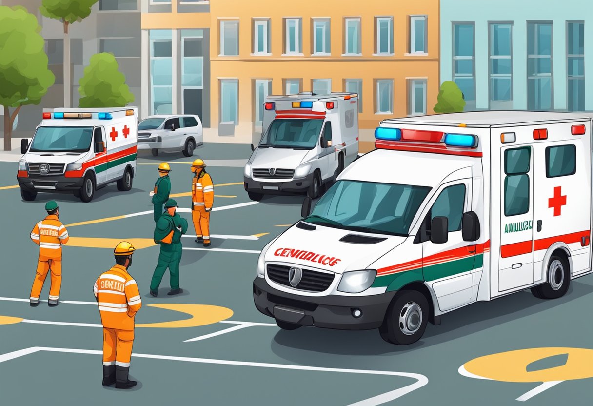Uma central de ambulâncias coordenando veículos e equipes que respondem a emergências com urgência e eficiência
