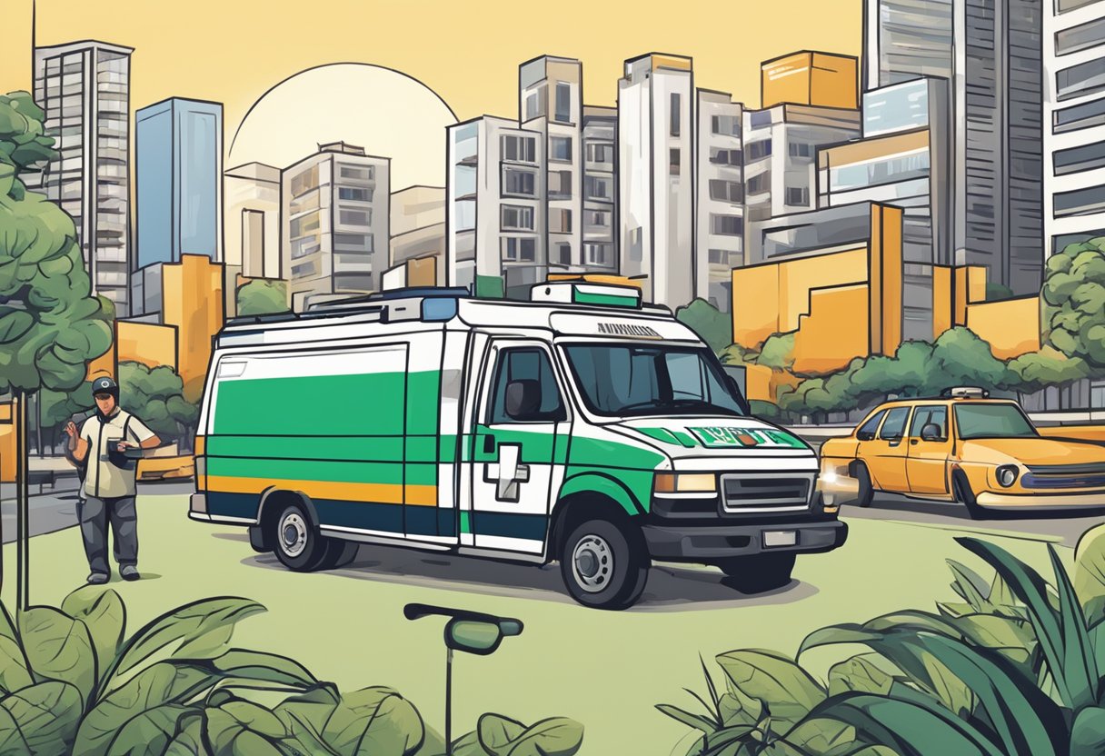 Uma pessoa discando o número de emergência para uma ambulância em São Paulo