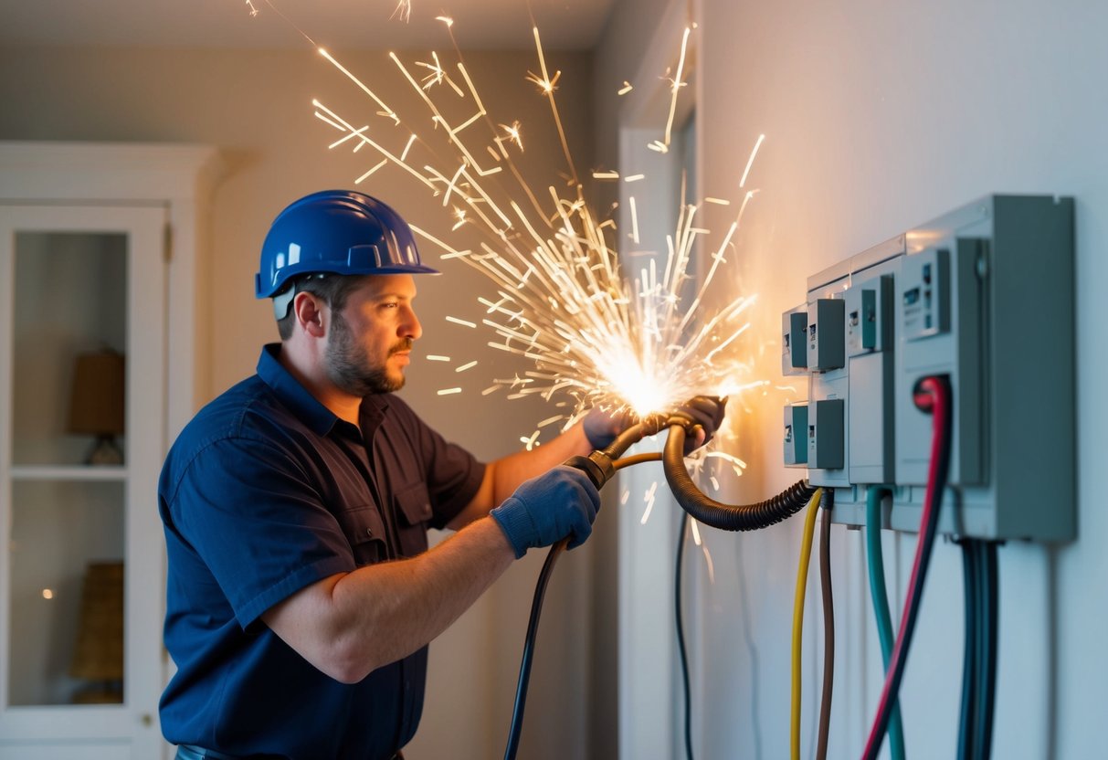 Sparks fly as a DIYer attempts electrical repairs, causing a devastating leak and chaos in the home's electrical system