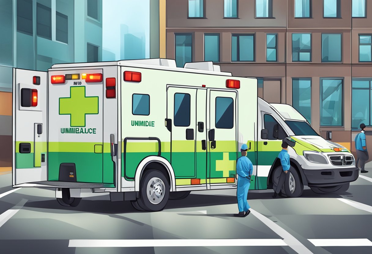 Uma ambulância da Unimed com equipe médica respondendo a uma emergência