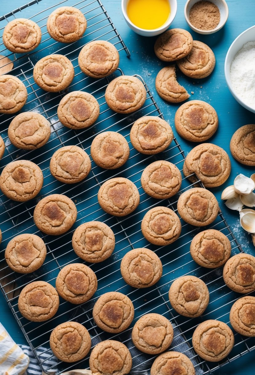 23 Cookie Recipes to Bake When You Need Some Serious Mom Magic 5 A table covered with freshly baked snickerdoodle cookies, cooling racks, and various ingredients scattered around