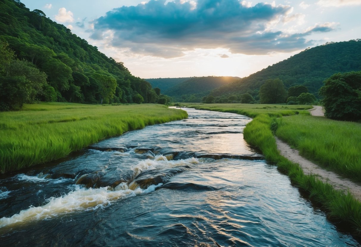 Ein Fluss des Reichtums, der mühelos durch eine üppige Landschaft fließt